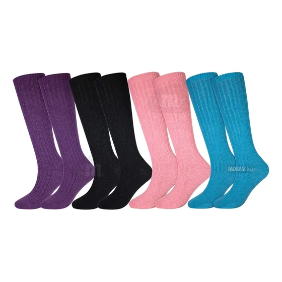 X4 Pares Calcetin Largo Bota Mujer Lana Invierno Sin Costura