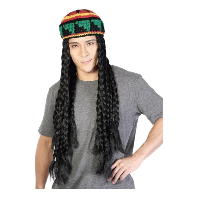 Peluca Rasta Peluca De Gorro Punto Reggae Hippie Jamaicano