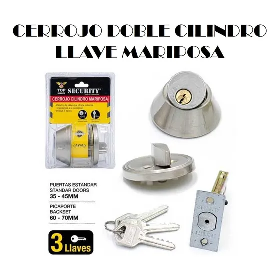 Cerrojo Doble Cilindro Llave Mariposa - Security
