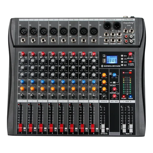 Consola De Sonido Profesional 8 Canales Usb Bluetooth Negro
