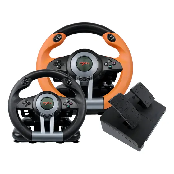 PXN PXN-V3PRO joystick volante gamer vibração simulador driving com pedal cor laranja