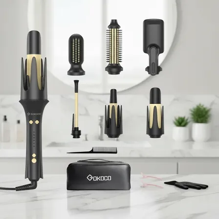 Modelador De Cabelo Automático 7em1com Cabeça Intercambiável Preto 127/220v