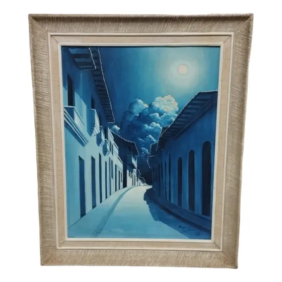 Regulo Flores Cuadro Al Óleo Calle De La Guaira 72x59cm