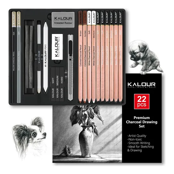 Set De Dibujo Al Carboncillo Kalour Pdas, 22 Unidades, Para