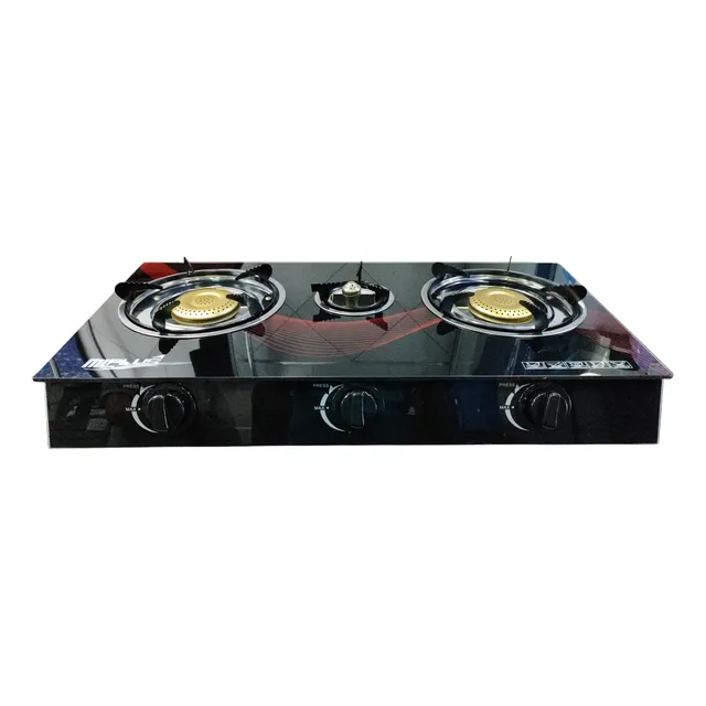 Cocina Mlplus A Gas 3 Hornillas Vidrio Templado