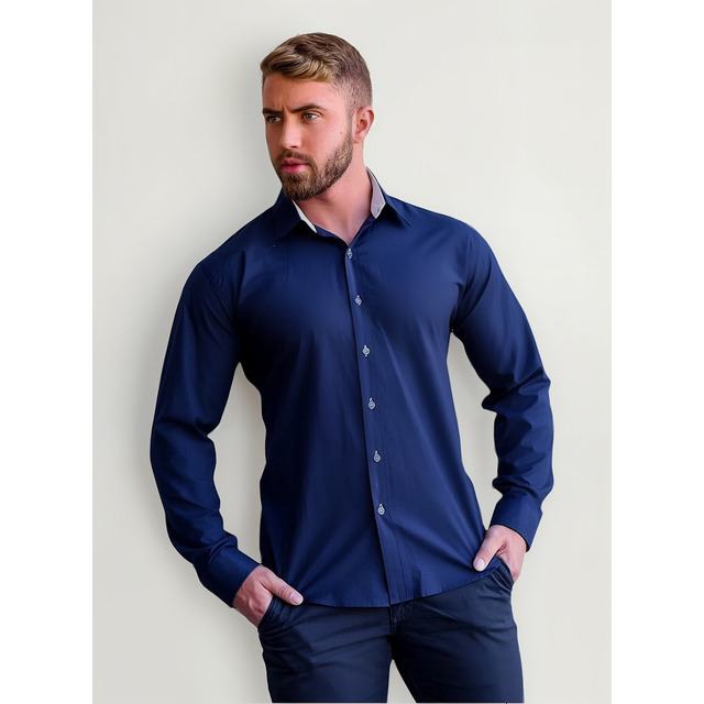 Camisa Social Manga Longa Masculina Lisa Slim Camiseta Camisa Social Manga Longa Masculina Lisa Slim Camiseta