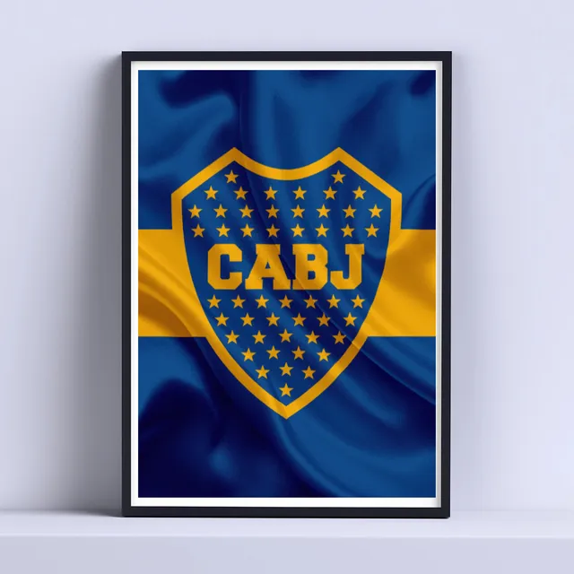 Cuadro Boca Junior Escudo Bandera Futbol 30x40cm Con Vidrio