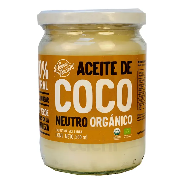 Aceite De Coco Neutro Terra Verde Orgánico Virgen 500ml