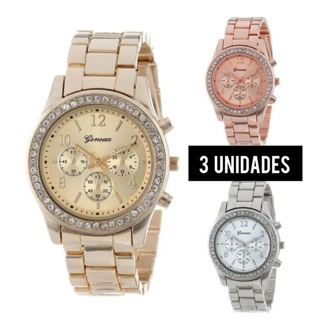 Reloj De Pulsera  Para Dama Geneva Modelo Clasico /diamantes