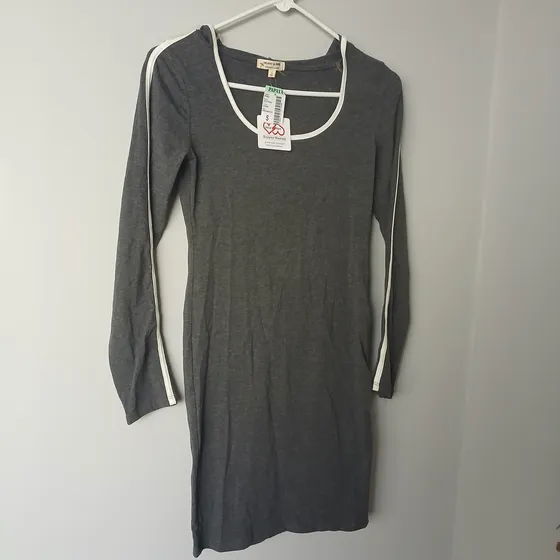 Vestido Casual Deportivo Con Capucha, Manga Larga, Talla S