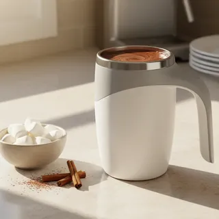Caneca Mixer Inox Misturador Automático Recarregável Usb Branco