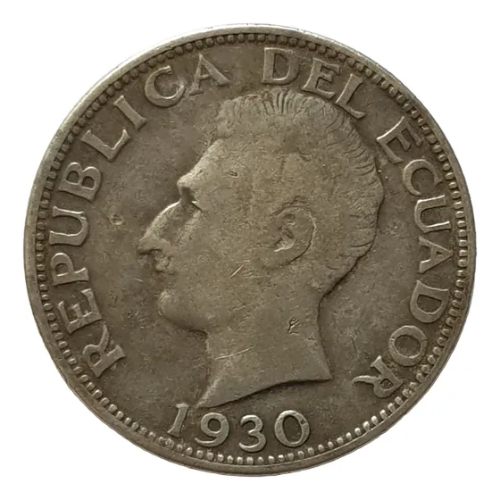 Ecuador 2 Sucres 1930 Filadelfia Plata Monedas De