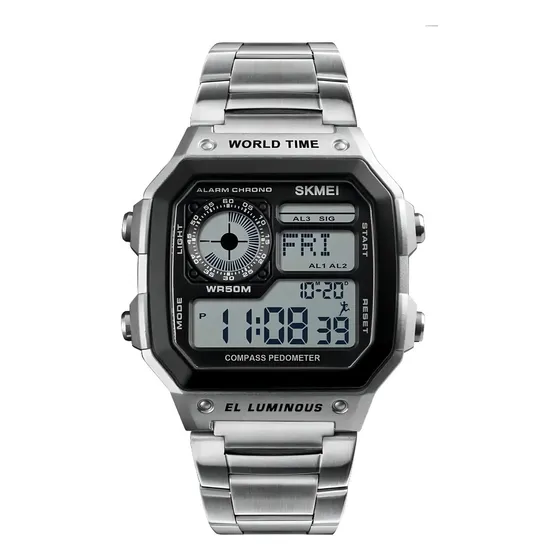 Relógio A Prova Dágua Masculino Skmei 1335 Prata Digital