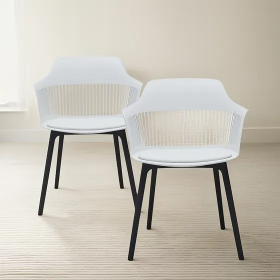 Silla Living Comedor Sc02 Blanco Nictom Acolchado X2 Estructura de la silla Negro