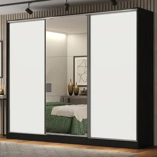 Guarda Roupa Casal Mdf Madesa Royale Correr C Espelho Pb Cor Preto/branco 106209 Guarda Roupa Casal Mdf Madesa Royale Correr C Espelho Pb Cor Preto/branco 106209