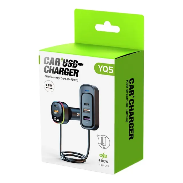 F Convertidor De Cargador De Coche Multifunción Yq-5 Con