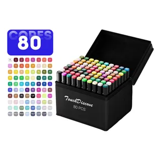 Conjunto Canetas Marcador Canetinha Ponta Dupla 80 Cores Kit Conjunto Canetas Marcador Canetinha Ponta Dupla 80 Cores Kit
