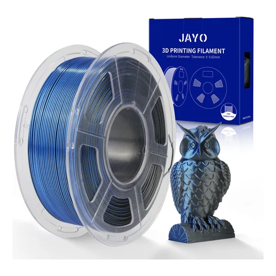 Filamento Silk Pla+ Jayo 1.1kg Doble Color, Brillante Y Liso Color Black/blue
