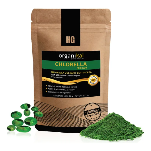Pack X5 Chlorella En Polvo X50gr Antiox Micro Alga Vit B12