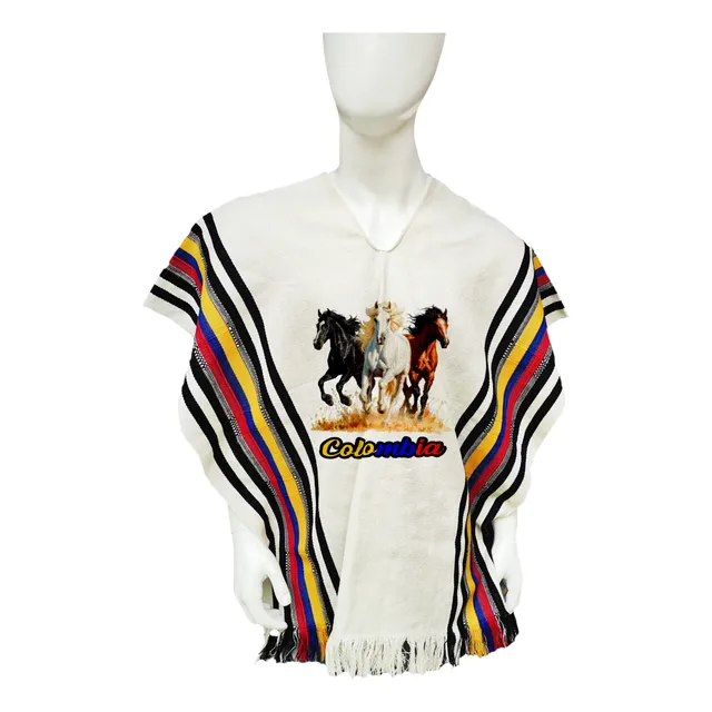 Poncho Fino Colombiano Estampado