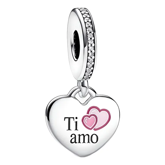 Charm Pandora Corazon Te Amo En Italiano (ti Amo) Color Plateado