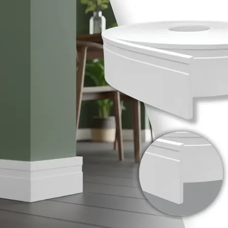 Foto de Rodapé Autocolante Flexível Eva Branco 15mx7cm Decorativo Branco