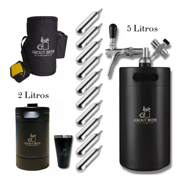 Kit Chopeira Vacuum Keg Portátil About Beer 5 E 2 Litros