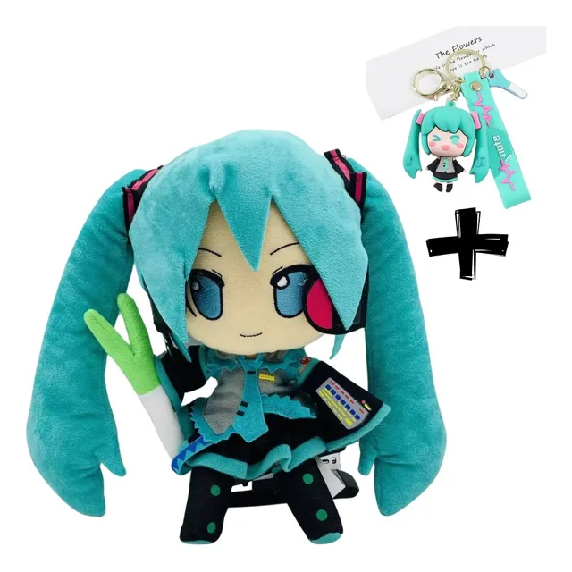 Pelúcia Brinquedo Boneca Hatsune Miku 25 Cm + Chaveiro