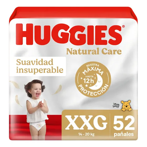 Pañales Huggies Natural Care Rojo Tamaño XXG 52unidades | Cuotas sin interés