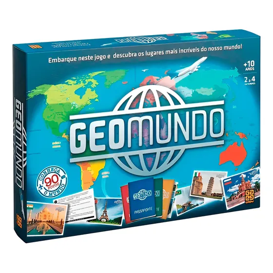 Jogo Geomundo Grow Tabuleiro Presente Criança Geografia Nf