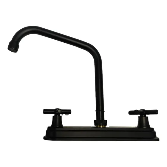Mezcladora Para Fregadero Cuello Alto Negro Mate Cruceta 160