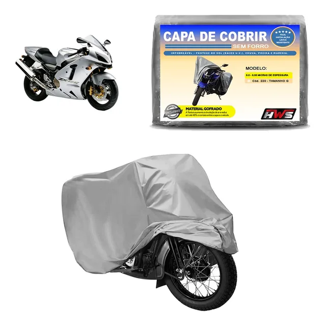 Capa Para Cobrir Moto G Hws Prot Sol Chuva Impermeável Cinza