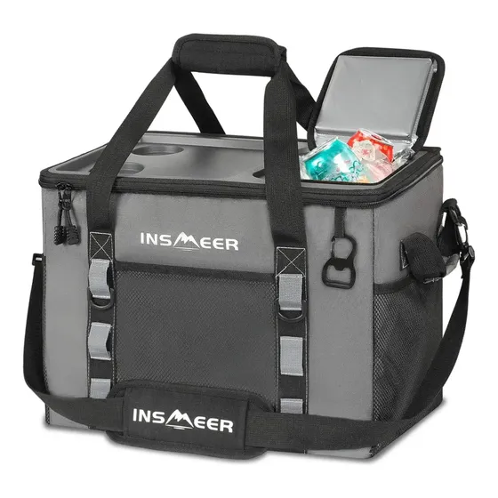 Bolsa Térmica Cooler Capota Rígida 40 L Dobrável Porta-copos - Cinza