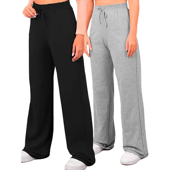 Calça Pantalona Kit 2 Peças Lisa Soltinha Leve Confortável