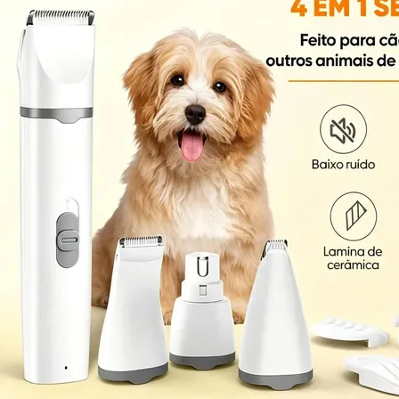 Máquina de Tosa Elétrica New Pet Sem Fio 4 em 1 para Cães e Gatos