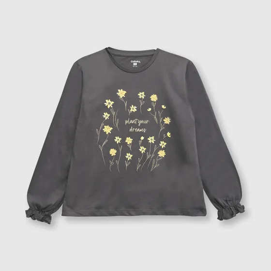 Polo De Flores Niña Negro Colloky