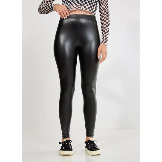 Calça Legging Em Tecido Sintético