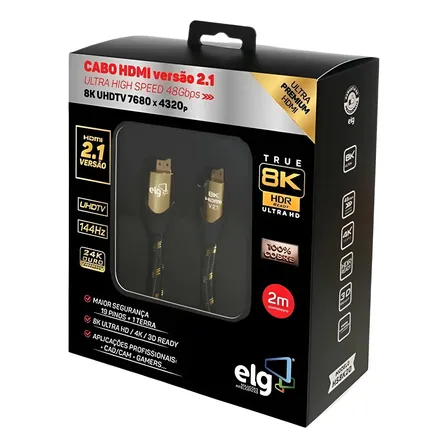 Cabo Hdmi 2.1 4k/144hz 8k/120hz Ultra Hd 2m Hs8k20 ELG