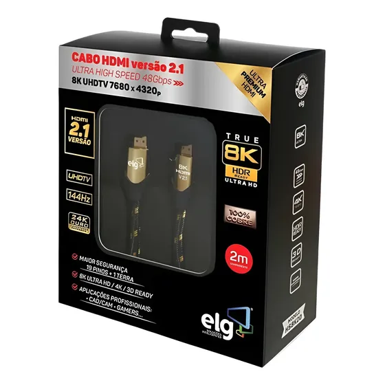 Cabo Hdmi 2.1 4k/144hz 8k/120hz Ultra Hd 2m Hs8k20 Elg