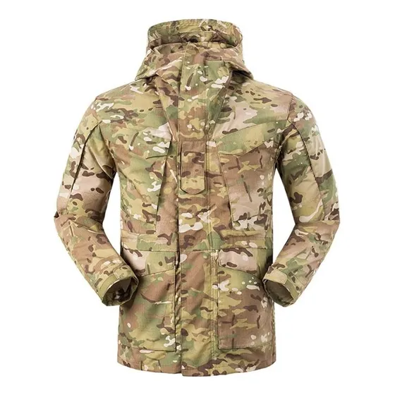 Campera Parka Tactica Militar Camuflada Capucha Bolsillos