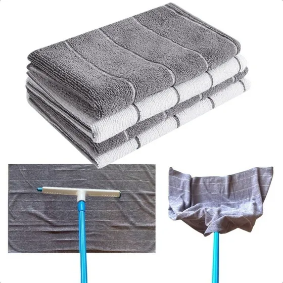 Kit 4 Super Panos De Chão Grandes Em Microfibra Panão 80x50