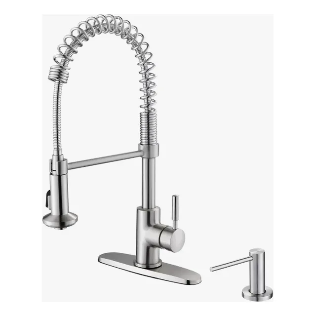 Llave Monomando De Cocina Niquel Cepillado Moorefield Plateado