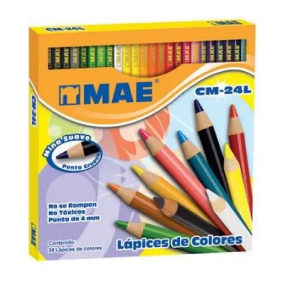 Lápices De Colores Mae Largos 2cajas Con 24 + 3 Cajas Con 12
