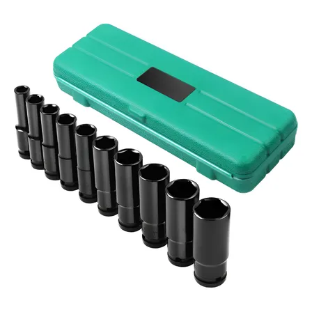 Jogo Soquete Longo Sextavado Impacto 1/2 8 A 24 Mm 10pcs - Azul-petróleo