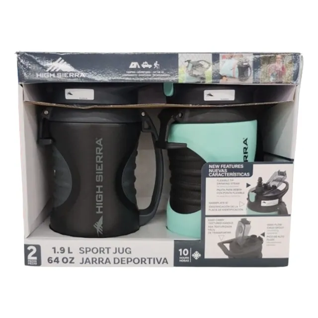 Set Termo Jarra Deportiva 2 Pzs 1.9l High Sierra Msi Color Negro/verde