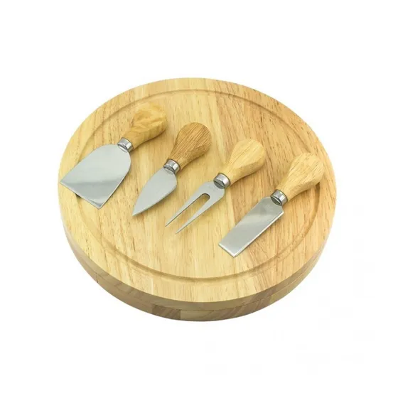 Tabla De Quesos En Madera Incluye 4 Utensilios