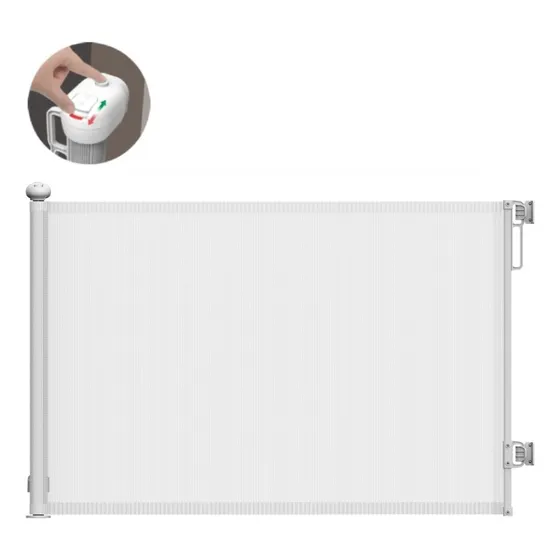 Puerta De Seguridad Jazak Sg021 Retráctil Enrollable Escaleras Adaptable Ideal Mascotas Bebes Niños Fácil De Colocar Modelo Reforzado Color Blanco