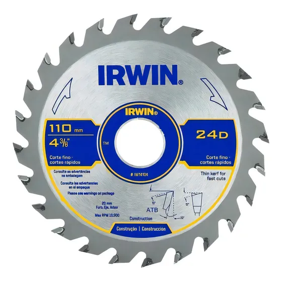 Hoja de sierra circular 4 3/8 x 24d F20 - Irwin