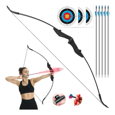 Kit Arco E Flecha Profissional 40lbs Com 10 Flechas+20 Alvos Preto Ambidestro