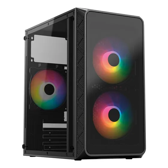 Gabinete Mini Torre Acteck Doom Pro Crystal Gi730 600w 3xfan Color Negro